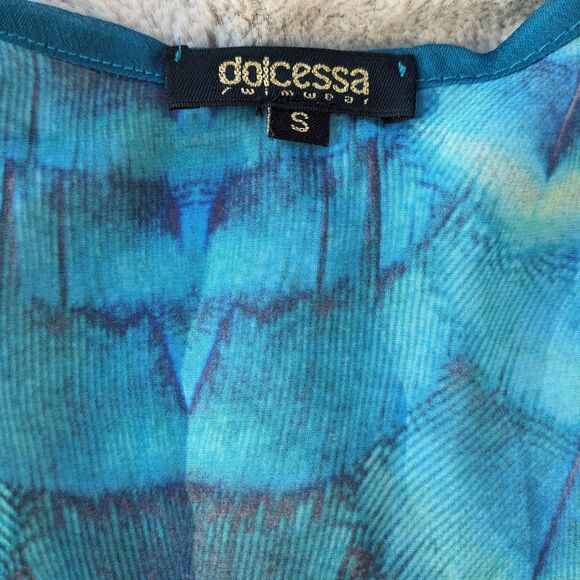 Dolcessa Swimwear Handmade Peacock Print Glam Cover Up/Evening Jacket, Size XS/S - Picture 3 of 7